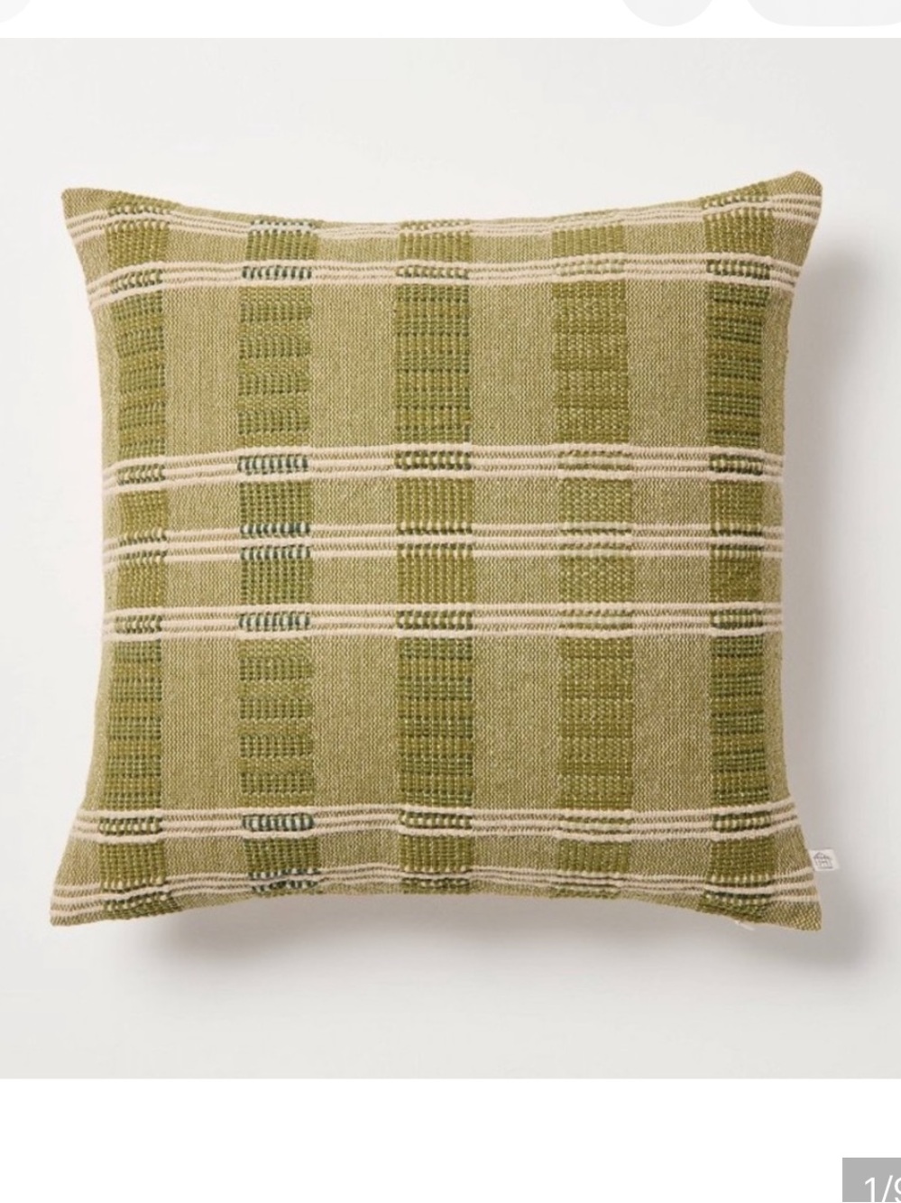 Hearth & Hand Olive and Cream Plaid Throw Pillow